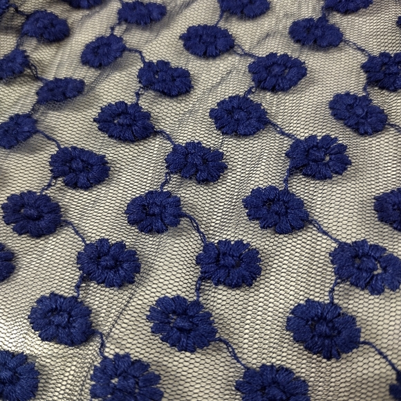 Free People Navy Embroidered Poncho With Crochet Trim - Picture 7 of 8